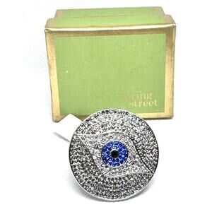 SPRING STREET EVIL EYE PROTECTION RING ADJUSTABLE SIZE 6-8 NEW IN BOX